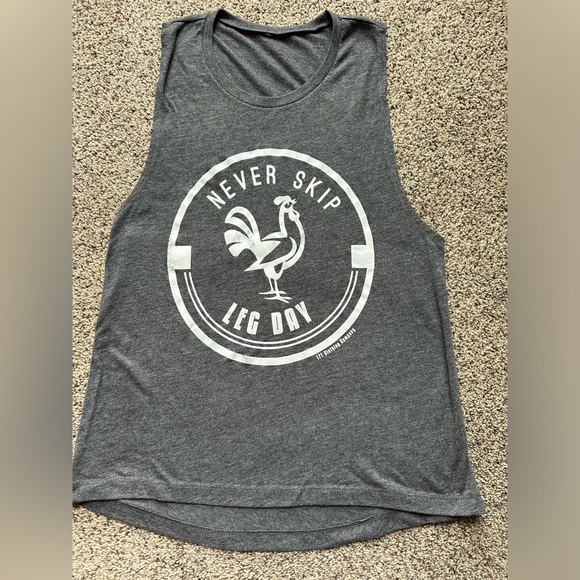 LFT Clothing Company Tops - LFT Clothing Company Workout Muscle Tank 'Never Skip Leg Day' Chicken